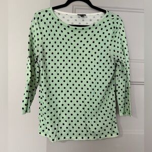 Talbots Mint Green Polka Dot Long Sleeve Top